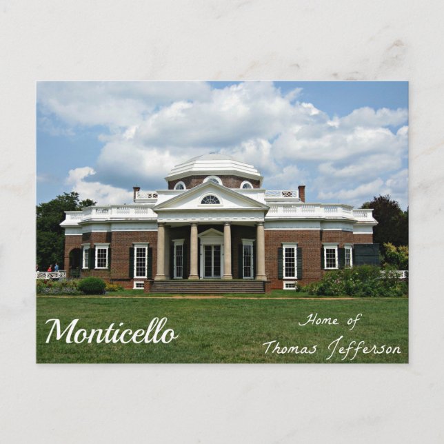 Postal Monticello, hogar de Thomas Jefferson (Anverso)