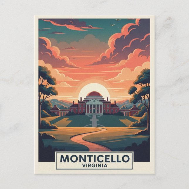 Postal Monticello Virginia Viajes (Anverso)