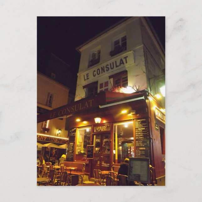 Postal Montmartre, París de noche (Anverso)