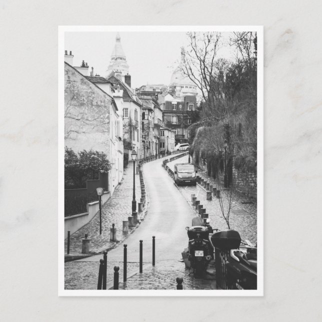 Postal Montmartre París Francia Blanco y Negro (Anverso)