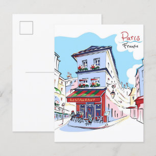 Postal Montmartre Paris Francia Ilustracion Travel