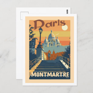 Postal Montmartre Paris Vintage Travel Place