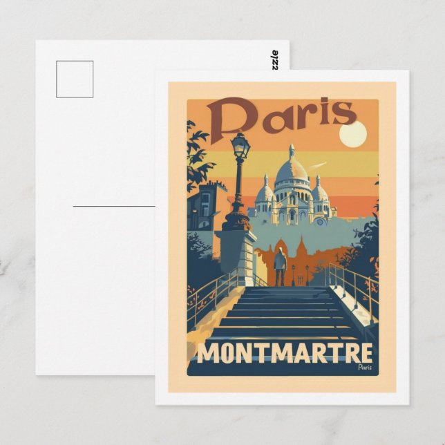 Postal Montmartre Paris Vintage Travel Place (Anverso / Reverso)