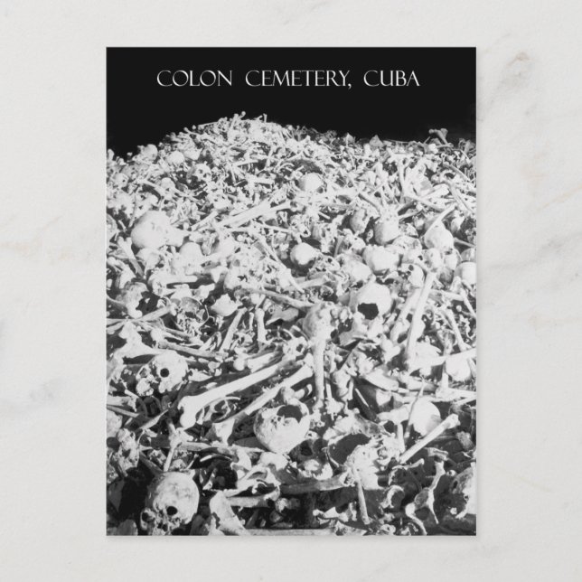 Postal Montón de huesos en el cementerio de Colón, Cuba (Anverso)