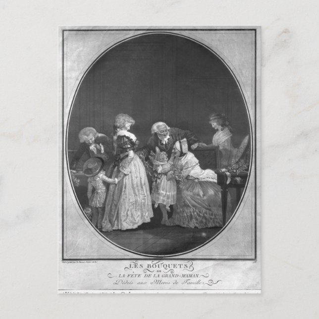 Postal Montones de flores o celebración de la abuela (Anverso)