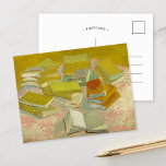 Postal Montones de novelas francesas | Vincent van Gogh<br><div class="desc">Montones de novelas francesas (1887) del artista post-impresionista holandés Vincent Van Gogh. El arte original es un óleo sobre lienzo que representa pilas de libros en tonos amarillos vibrantes. Utilice las herramientas de diseño para agregar texto personalizado o personalizar la imagen.</div>