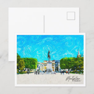 Postal Montpellier Francia Hermoso paisaje de pintura al 