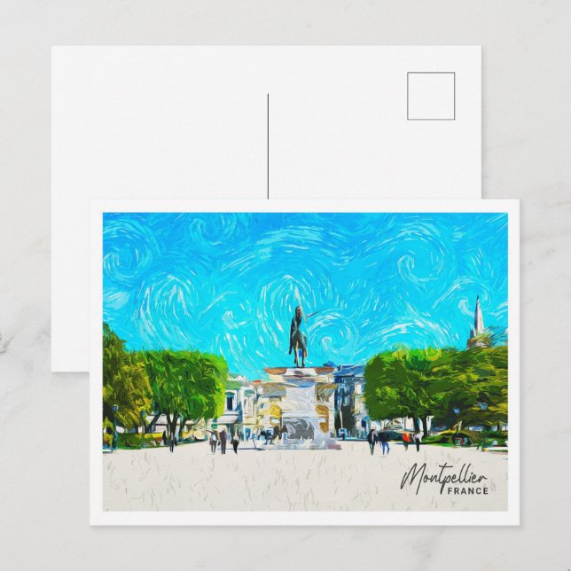 Postal Montpellier Francia Hermoso paisaje de pintura al  (Anverso / Reverso)