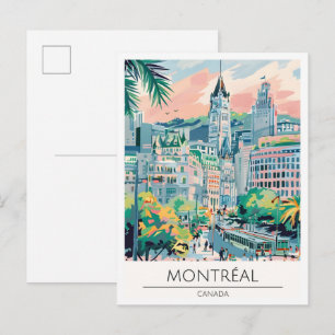 Postal Montreal Canadá Arte Ilustración Viaje