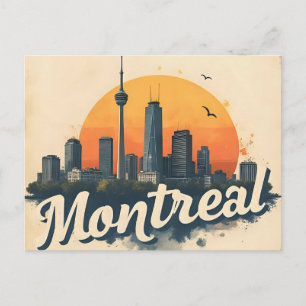 Postal Montreal Canadá Retró Vintage Silueta