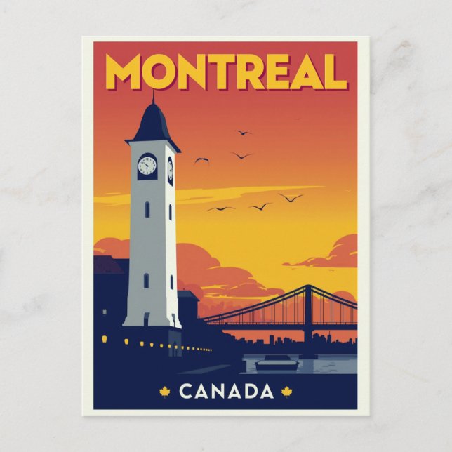 Postal Montreal Clock Tower Vintage Travel (Anverso)