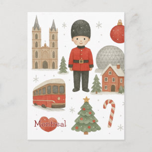Postal Montreal Navidad Acuarela Invierno Acogedor