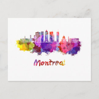 Postal Montreal V2 skyline in watercolor splatters