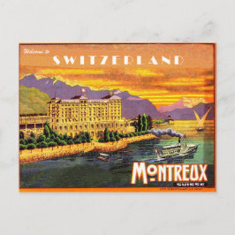 Postal Montreux, lago de Ginebra, Suiza, viaje vintage