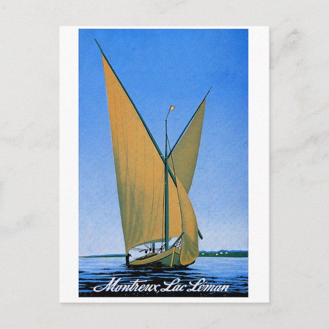 Postal Montreux, lago Ginebra, Suiza, viaje vintage (Anverso)