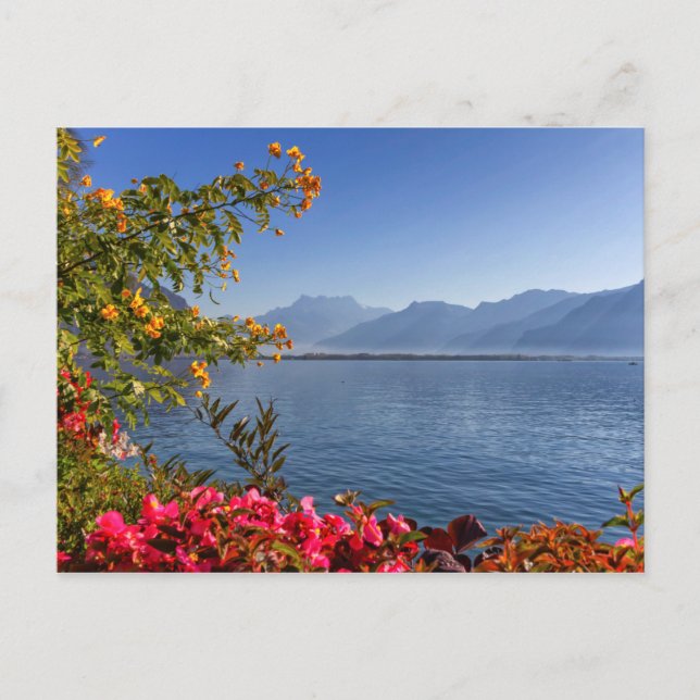 Postal Montreux lakeshore, Suiza (Anverso)
