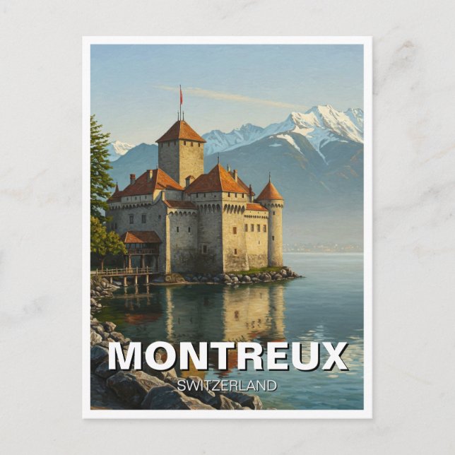 Postal Montreux Suiza Chateau de Chillon (Anverso)