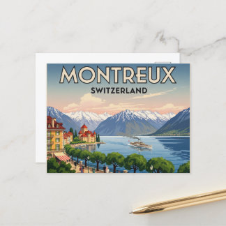 Postal Montreux Suiza Viaje con arte