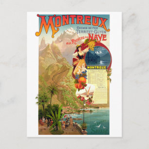 Postal Montreux, Suiza, Viajes Antiguos