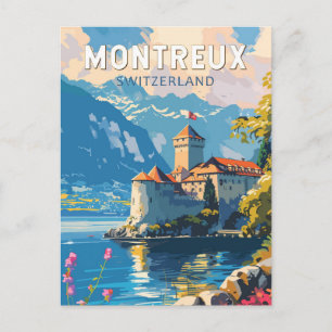 Postal Montreux Suiza Viajes Arte Vintage