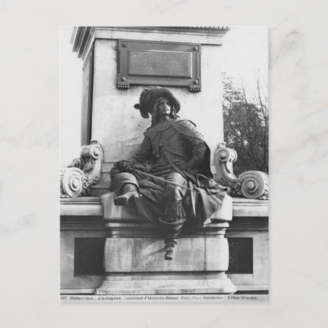 Postal Monumento a Alejandro Dumas Pere, d'Artagnan (Anverso)