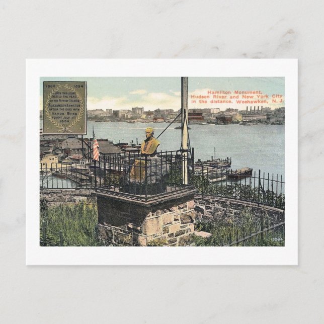 Postal Monumento a Alexander Hamilton, Weehawken, NJ Vint (Anverso)