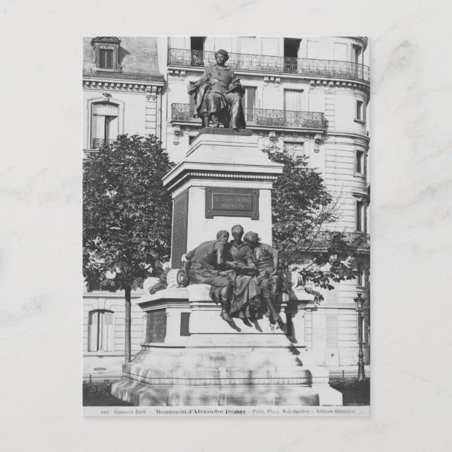 Postal Monumento a Alexandre Dumas Pere, 1883 (Anverso)