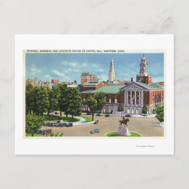 Postal Monumento a Bushnell, estatua de Lafayette (Anverso)