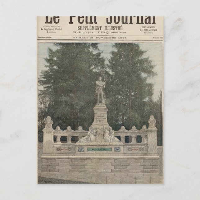 Postal Monumento a Gambetta en Ville-d'Avray (Anverso)