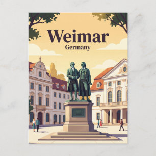 Postal Monumento a Goethe-Schiller, Weimar, Turingia, Ale