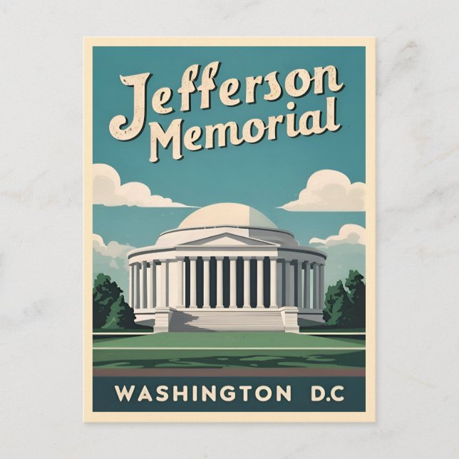 Postal Monumento a Jefferson de Viajes Antiguos Washingto (Anverso)