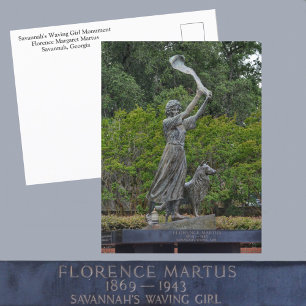 Postal Monumento a la Chica Saludando Savannah GA Fotográ