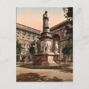 Postal Monumento a Leonardo di Vinci, Milán, Italia vinta