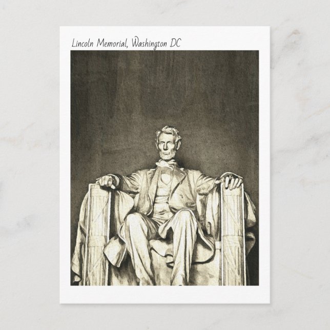 Postal Monumento a Lincoln, Washington DC Acuarela (Anverso)