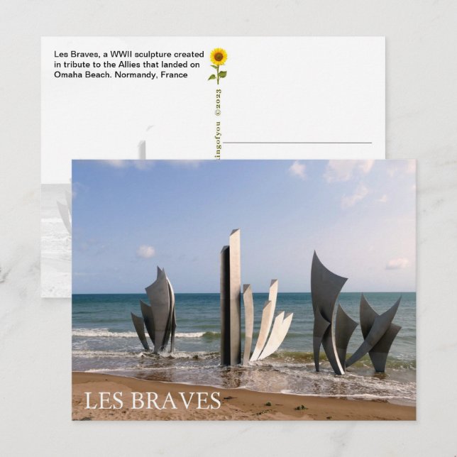 Postal Monumento a los valientes, Normandía, Francia - po (Anverso / Reverso)