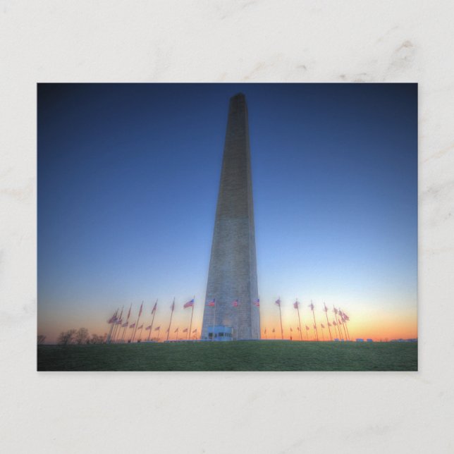 Postal Monumento a Washington con el atardecer Naranja (Anverso)