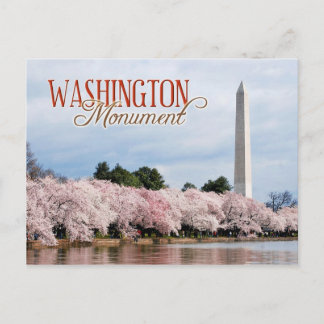 Postal Monumento a Washington con flores de cerezo