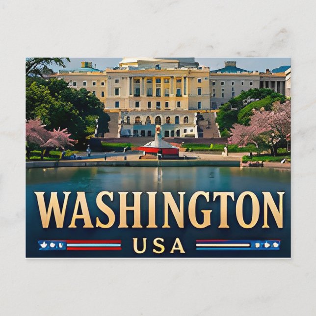 Postal Monumento a Washington e íconos americanos (Anverso)