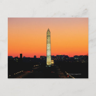 Postal Monumento a Washington en restauración al atardece