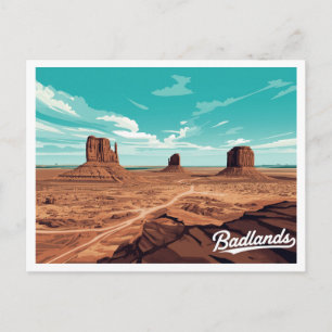 Postal Monumento Badlands Valley Arte Vintage
