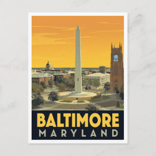 Postal Monumento de Baltimore Maryland Arte Vintage