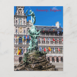 Postal Monumento de Brabo y Stadhuis Antwerp