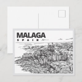 Postal Monumento de Málaga España dibujado a mano