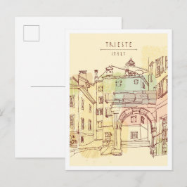 Postal Monumento de Trieste Italia dibujado a mano