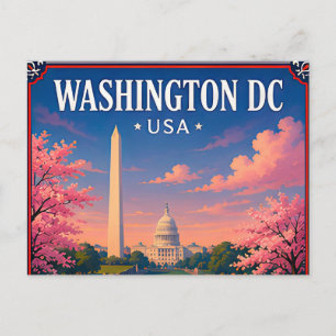 Postal 🏛️ Monumento de Washington DC Recuerdo desde la C
