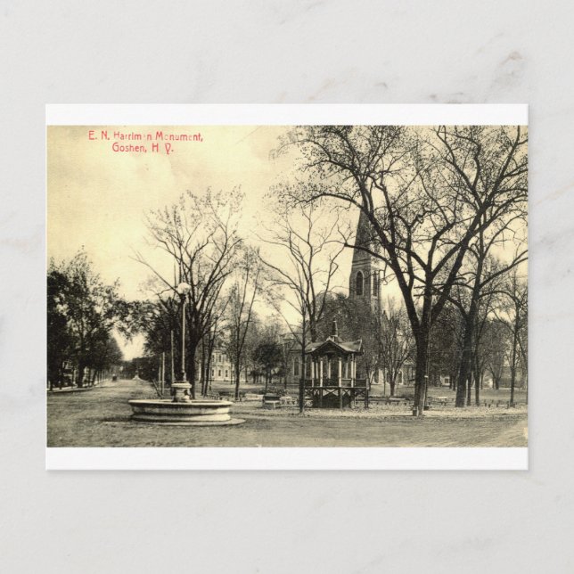 Postal Monumento Harriman, cosecha Goshen NY 1916 (Anverso)