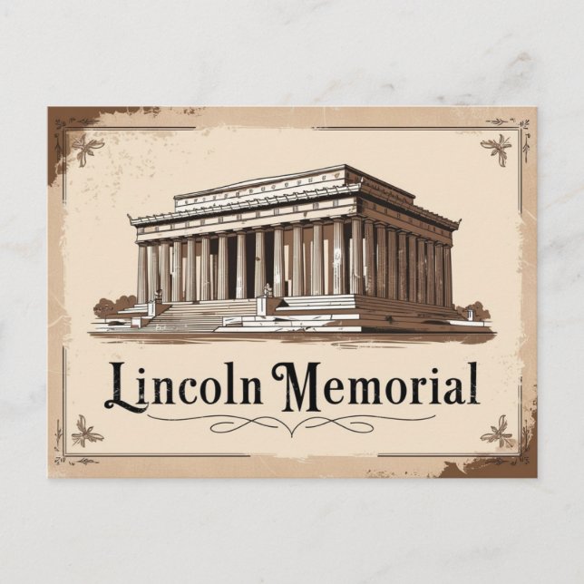 Postal Monumento Lincoln Memorial antiguo (Anverso)