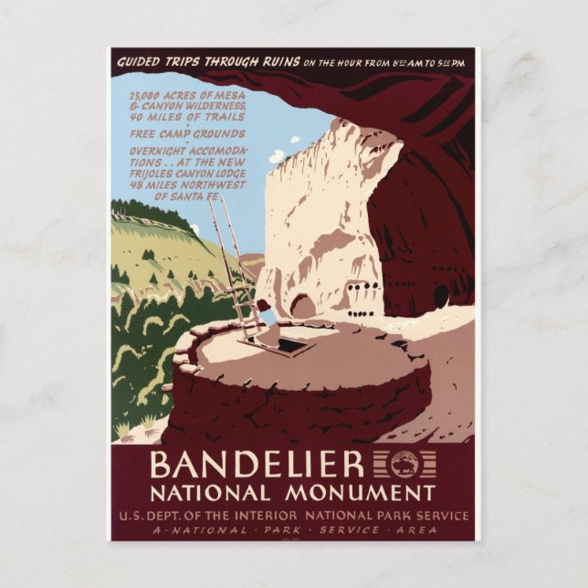 Postal Monumento nacional de Bandelier (Anverso)