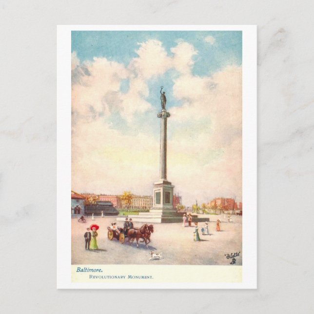 Postal Monumento Revolucionario Antiguo en Baltimore (Anverso)