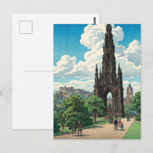 Postal Monumento Scott de Edimburgo Pri de grabado en mad